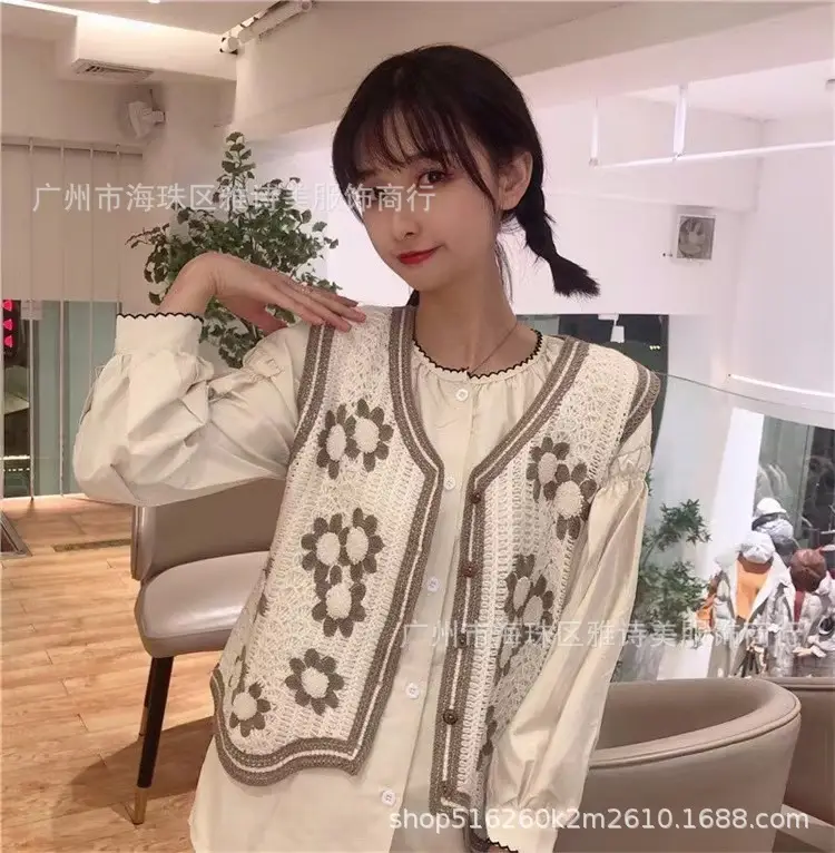 New Spring Women's Knitted Embroidery Vest Coat Ethnic Style