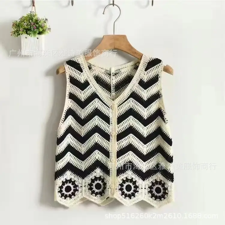 New Spring Women's Knitted Embroidery Vest Coat Ethnic Style