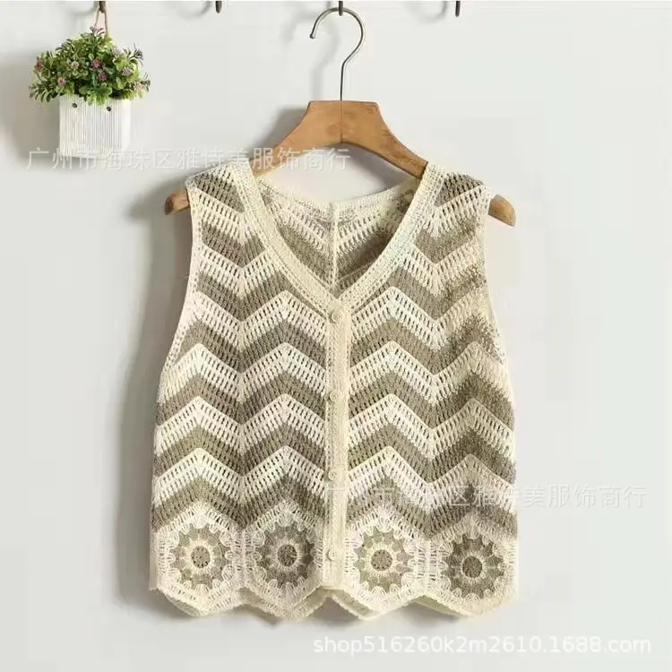 New Spring Women's Knitted Embroidery Vest Coat Ethnic Style
