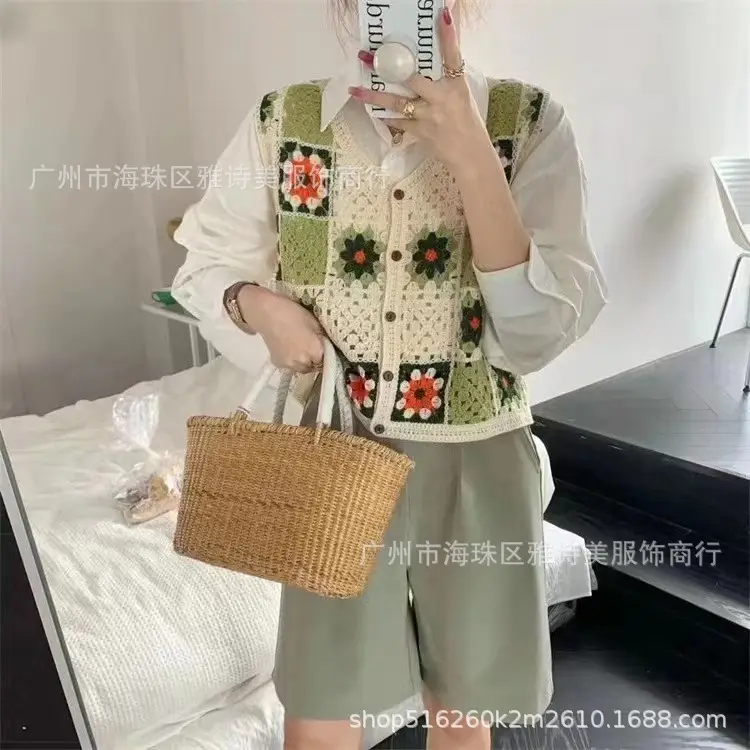 New Spring Women's Knitted Embroidery Vest Coat Ethnic Style