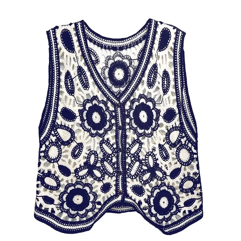 New Spring Women's Knitted Embroidery Vest Coat Ethnic Style