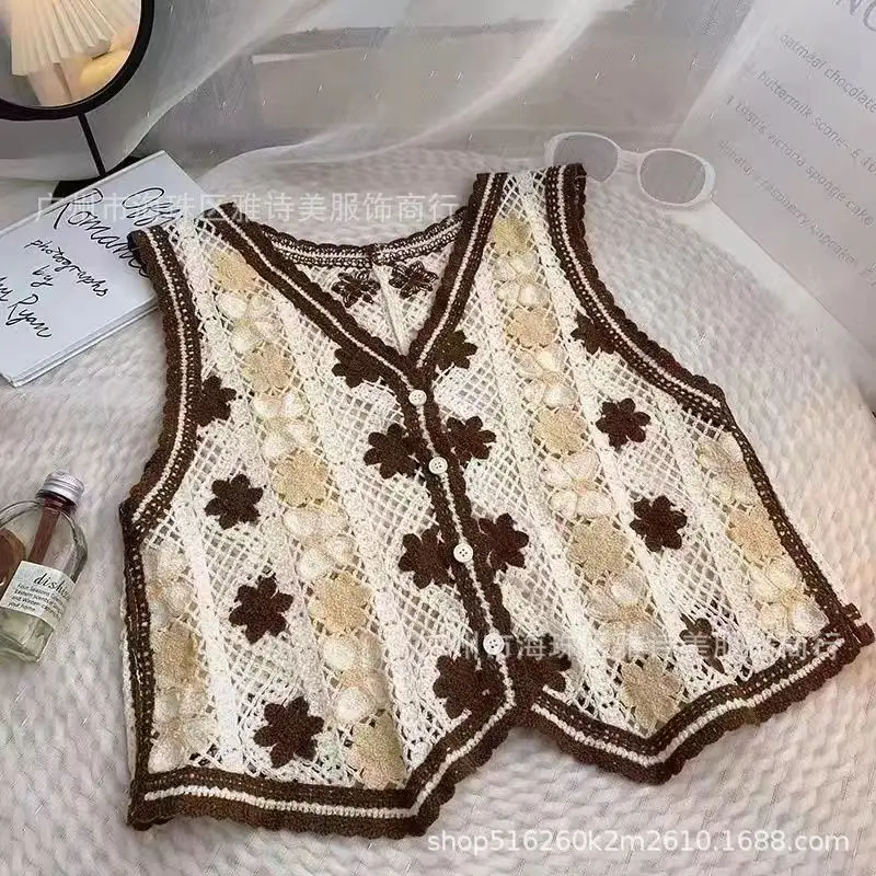 New Spring Women's Knitted Embroidery Vest Coat Ethnic Style