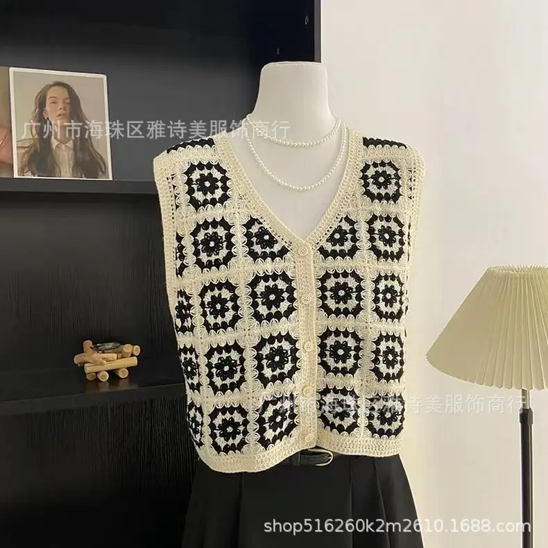 New Spring Women's Knitted Embroidery Vest Coat Ethnic Style