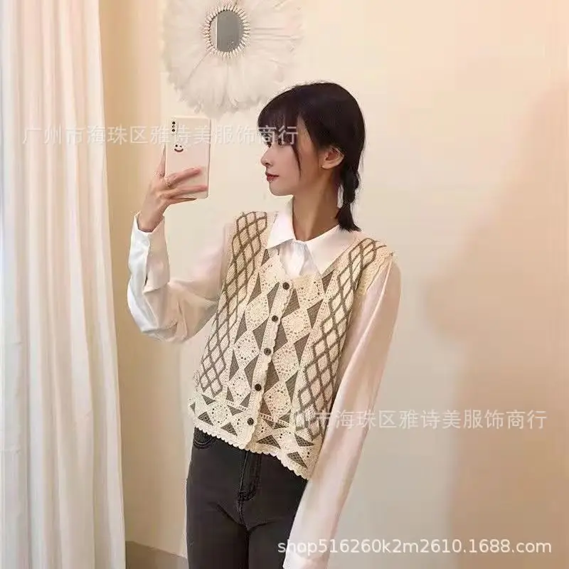 New Spring Women's Knitted Embroidery Vest Coat Ethnic Style