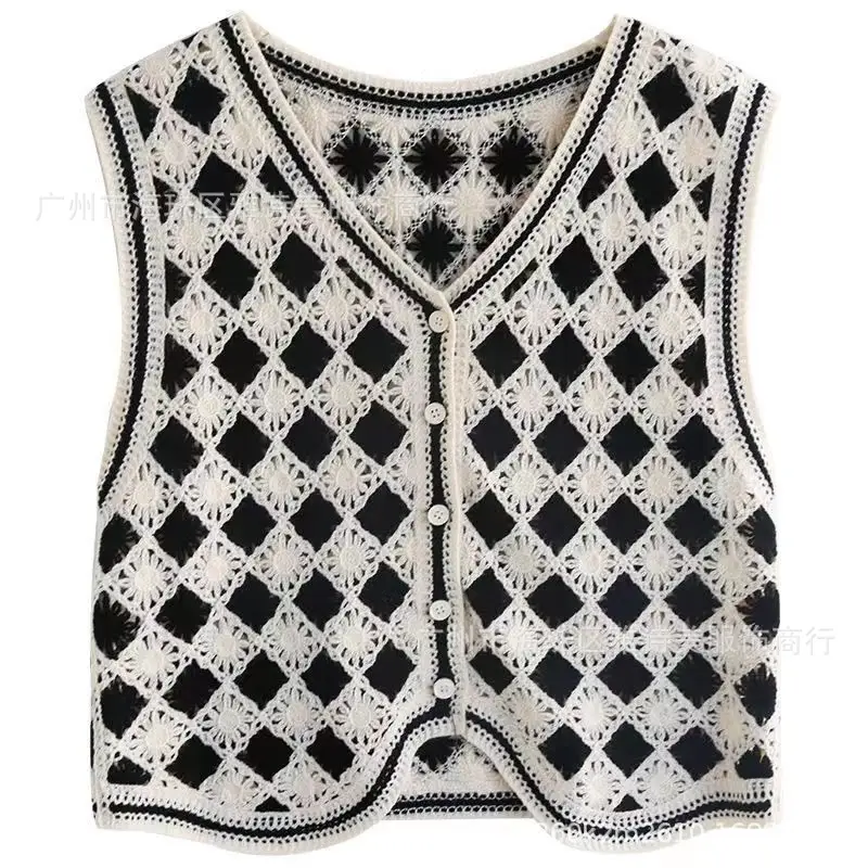New Spring Women's Knitted Embroidery Vest Coat Ethnic Style
