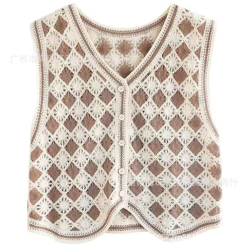 New Spring Women's Knitted Embroidery Vest Coat Ethnic Style