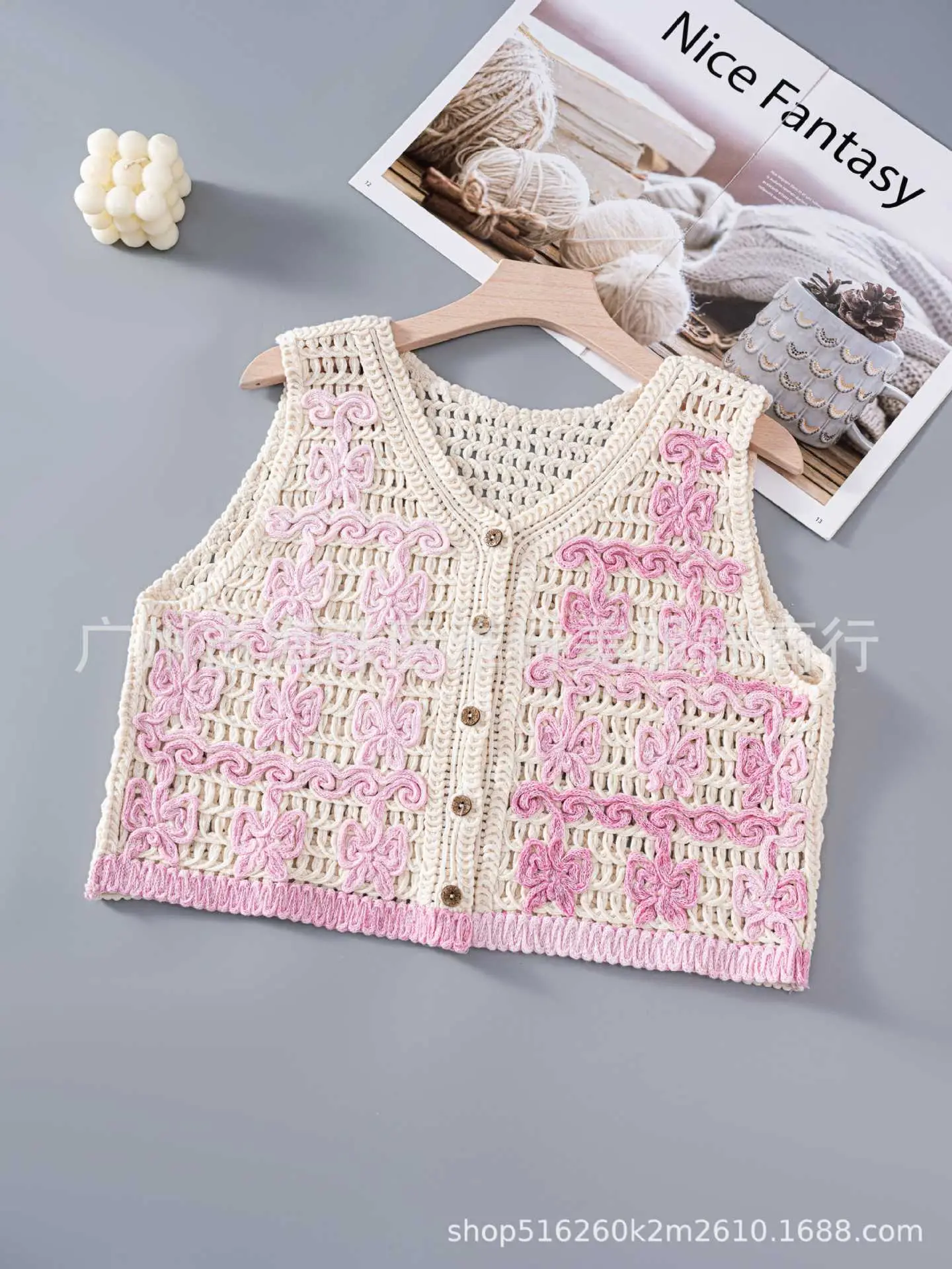 New Spring Women's Knitted Embroidery Vest Coat Ethnic Style