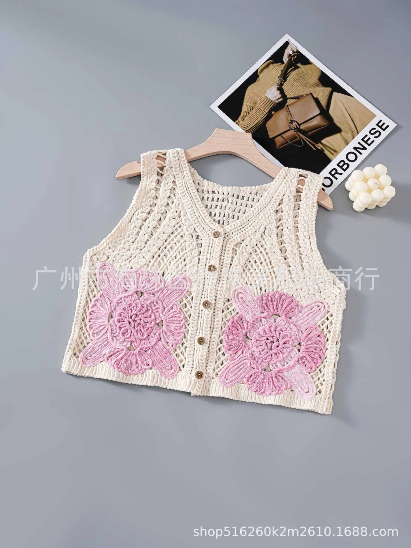 New Spring Women's Knitted Embroidery Vest Coat Ethnic Style