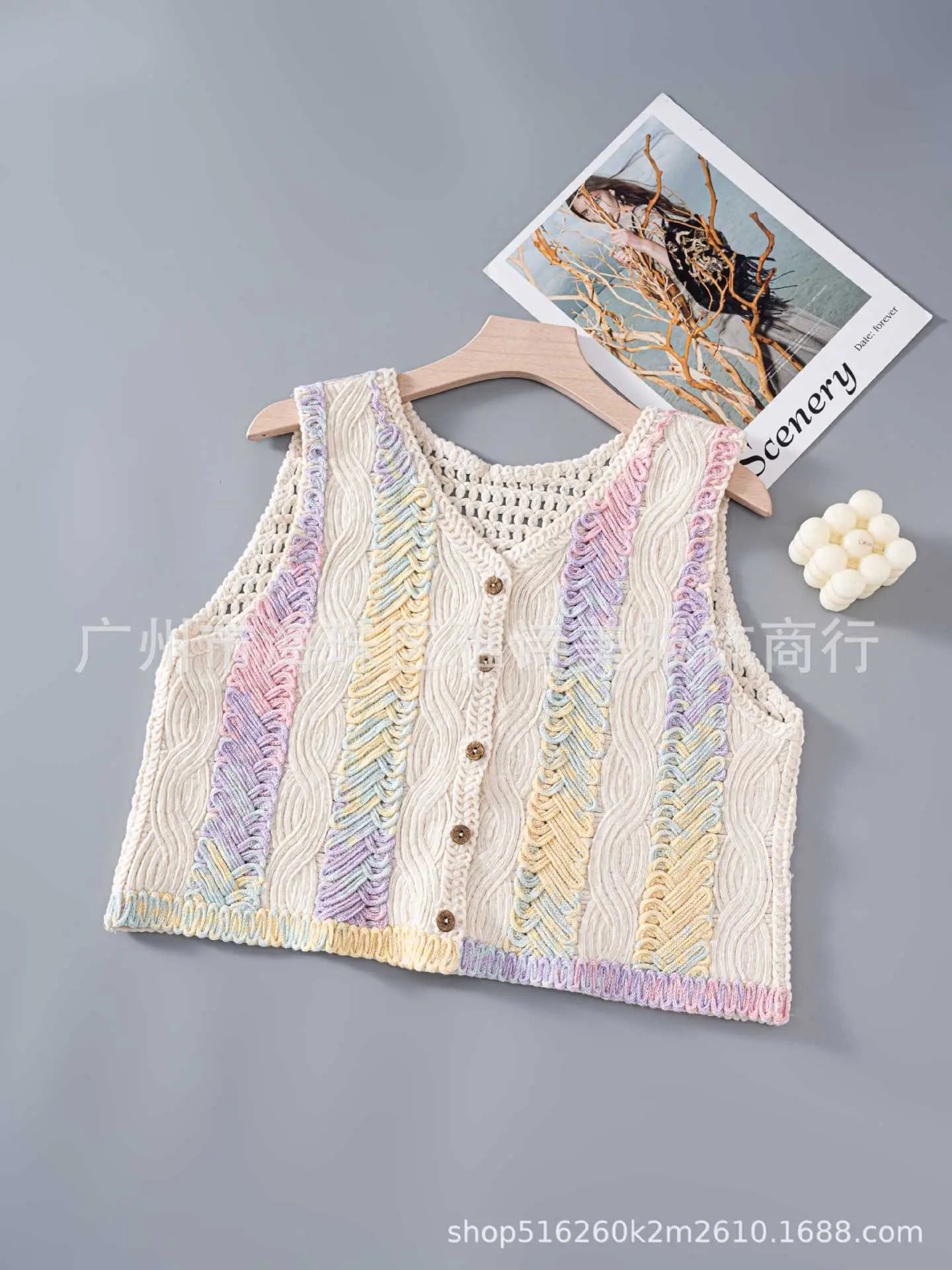 New Spring Women's Knitted Embroidery Vest Coat Ethnic Style