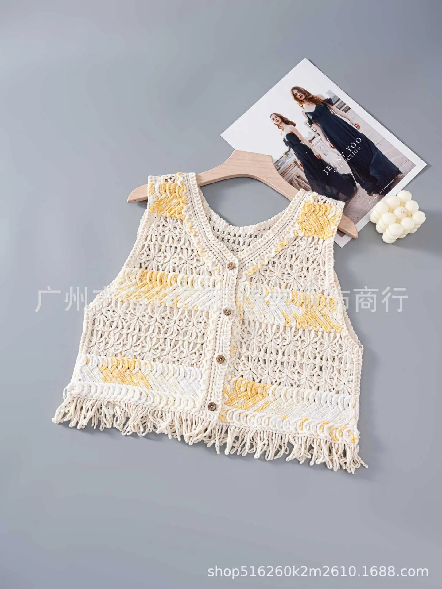 New Spring Women's Knitted Embroidery Vest Coat Ethnic Style