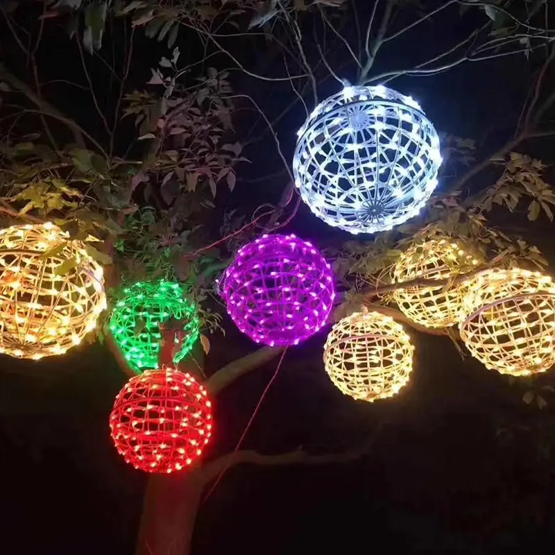 Outdoor Waterproof Rattan Ball Lamp String Decor - Image 4