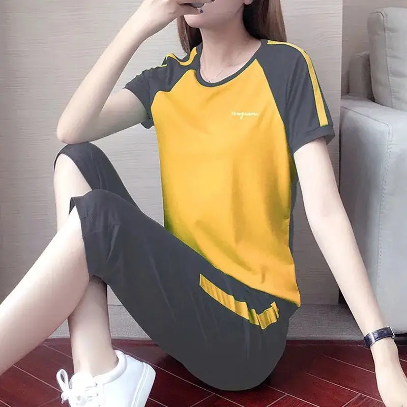 Women Running Sports Suit Green Black Large - Image 6