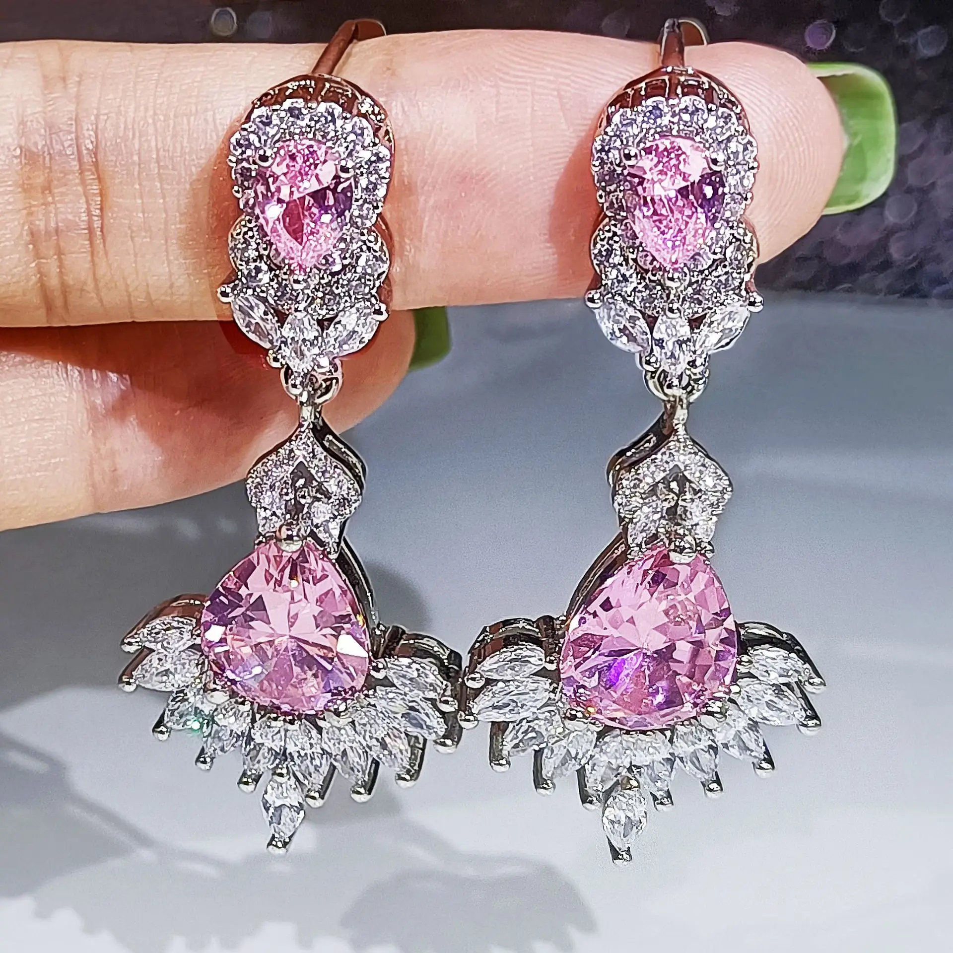 Bridal Zircon Necklace Earrings Ring Set Plated Gold - Image 5