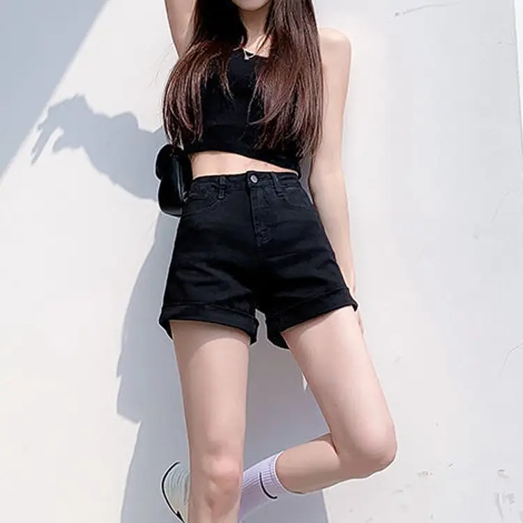 White Denim High Waist Shorts for Women 2021 Summer - Image 8