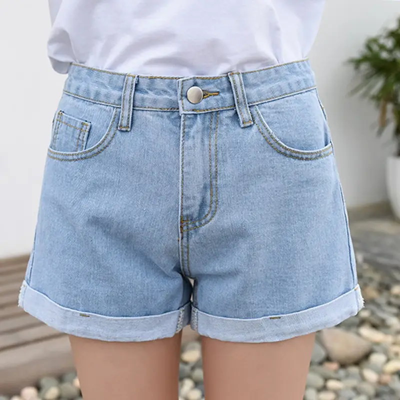 White Denim High Waist Shorts for Women 2021 Summer - Image 3