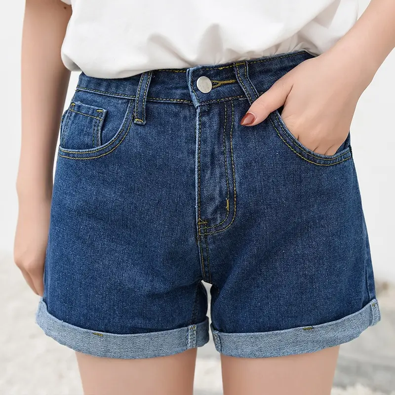 White Denim High Waist Shorts for Women 2021 Summer - Image 4