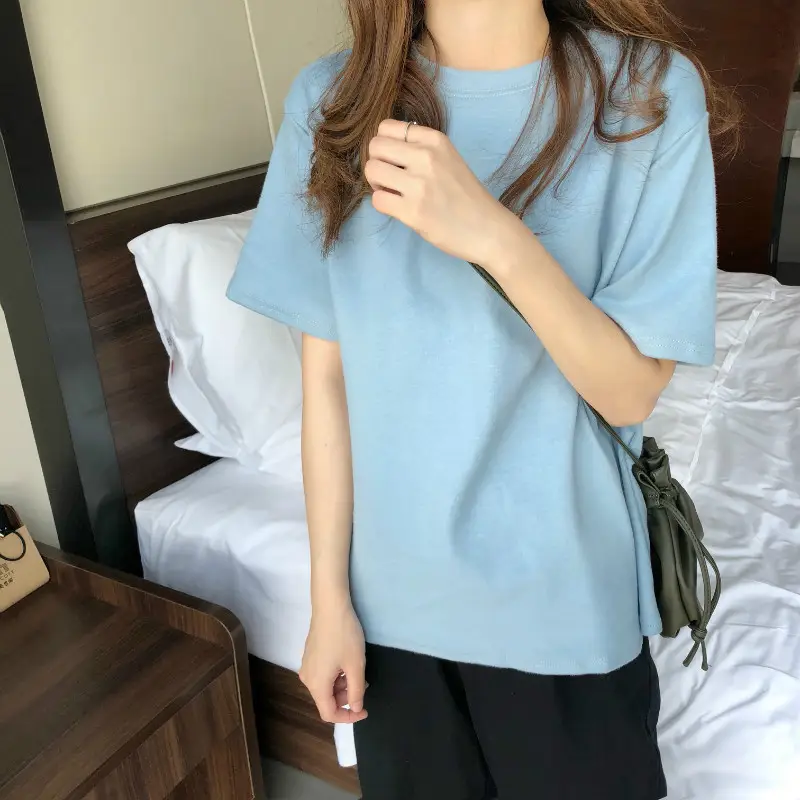 Women Grey Loose T-Shirt Short Sleeve Summer 2025 - Image 12