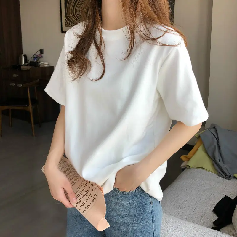 Women Grey Loose T-Shirt Short Sleeve Summer 2025 - Image 3