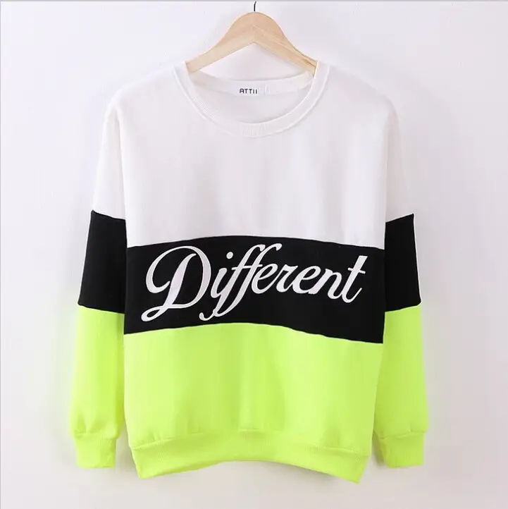 Women Color Block Letter Crewneck Fleece Sweatshirt Red White Grey