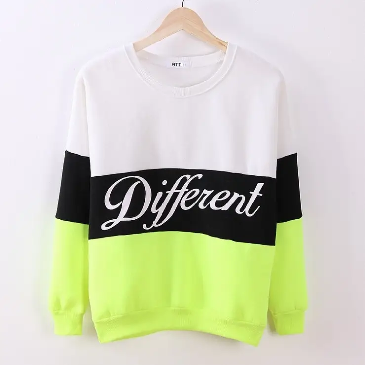 Women Color Block Letter Crewneck Fleece Sweatshirt Red White Grey — feature 4