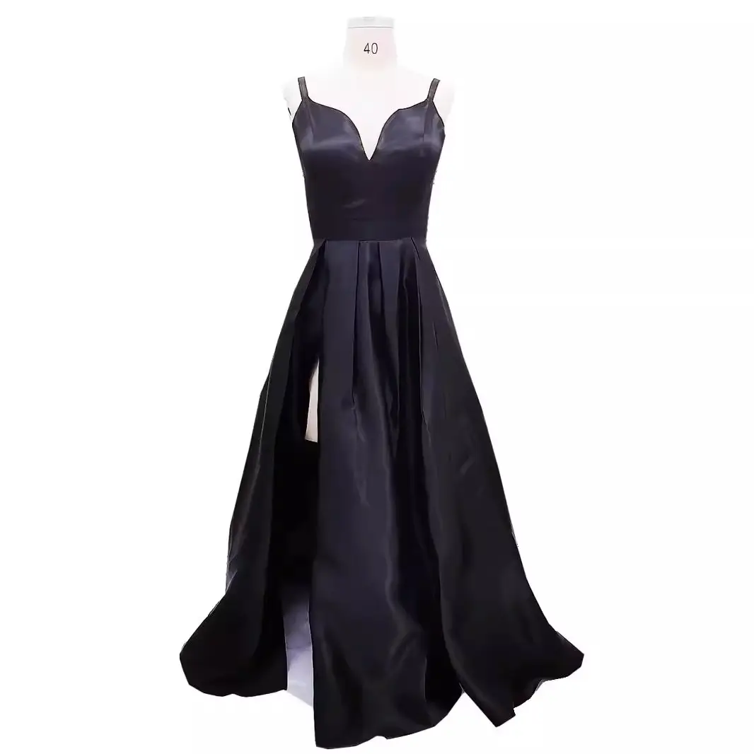 Maroon Long Skirted Evening Gown with High Slit