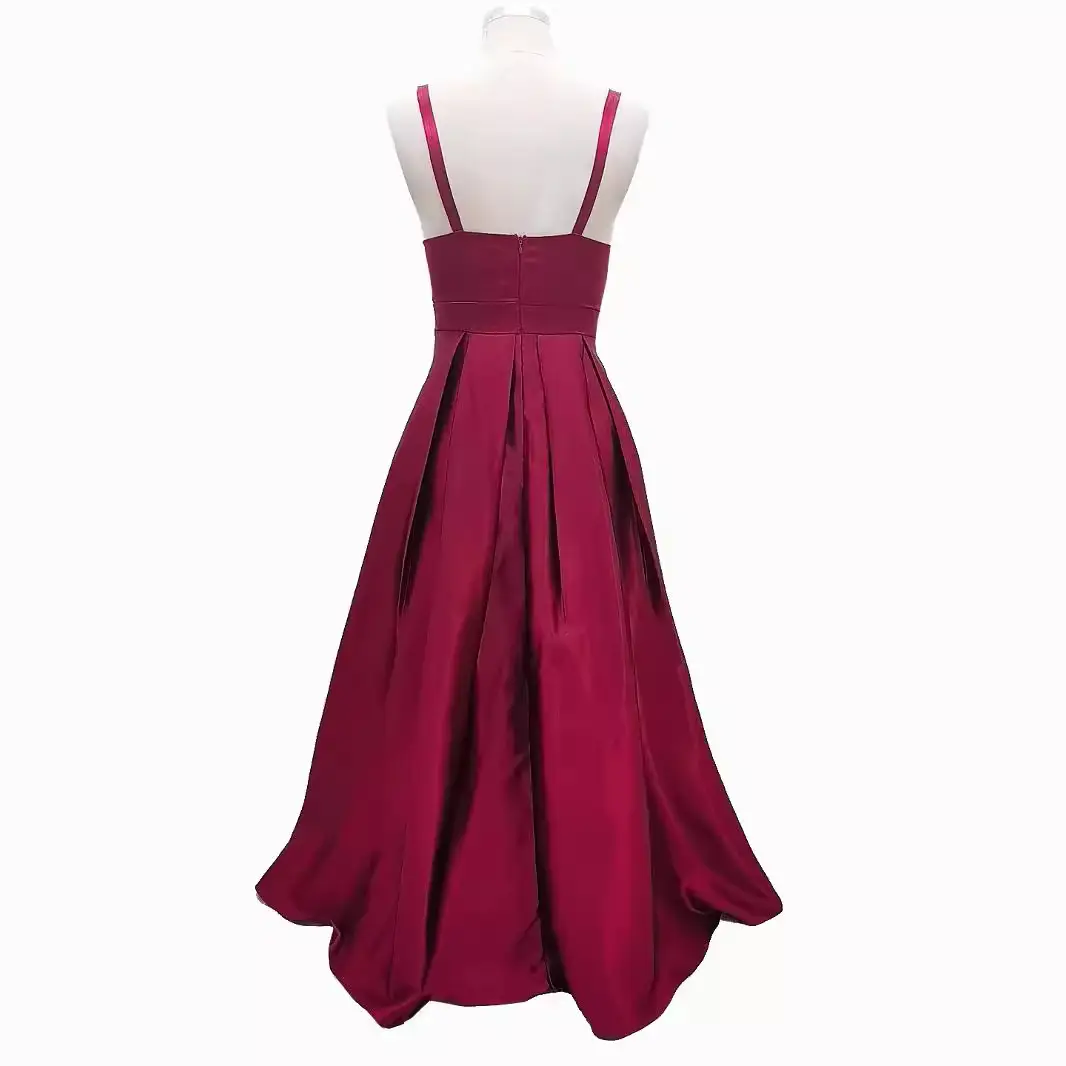 Maroon Long Skirted Evening Gown with High Slit