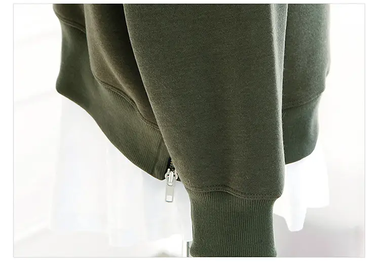 Olive Green Long Sleeve Hooded Pullover Large — feature 14