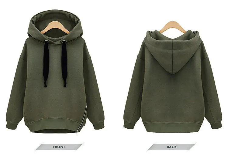 Olive Green Long Sleeve Hooded Pullover Large — feature 5