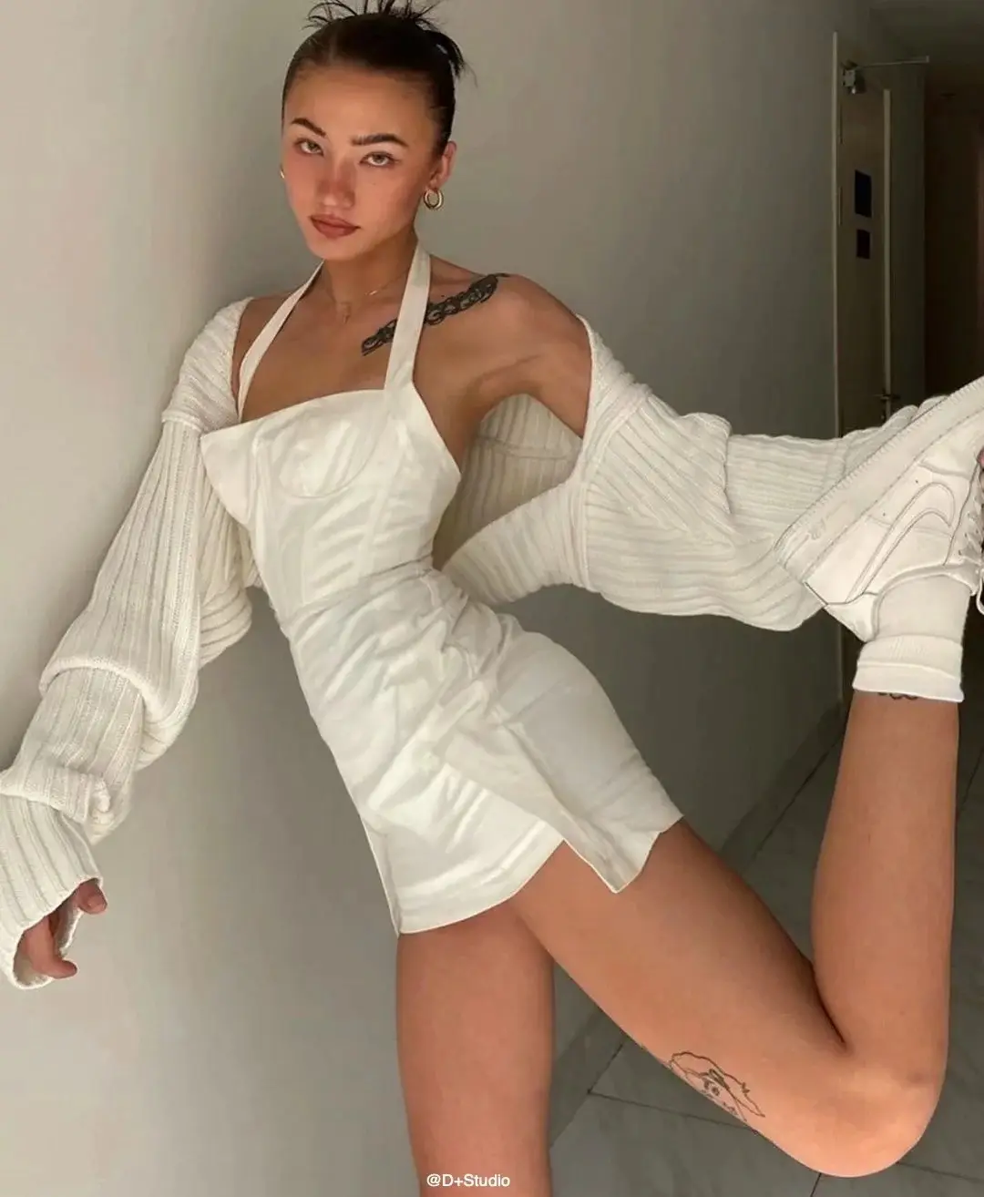 Women's Knitted Sweater Top & High Waist Skirt Set - Image 4