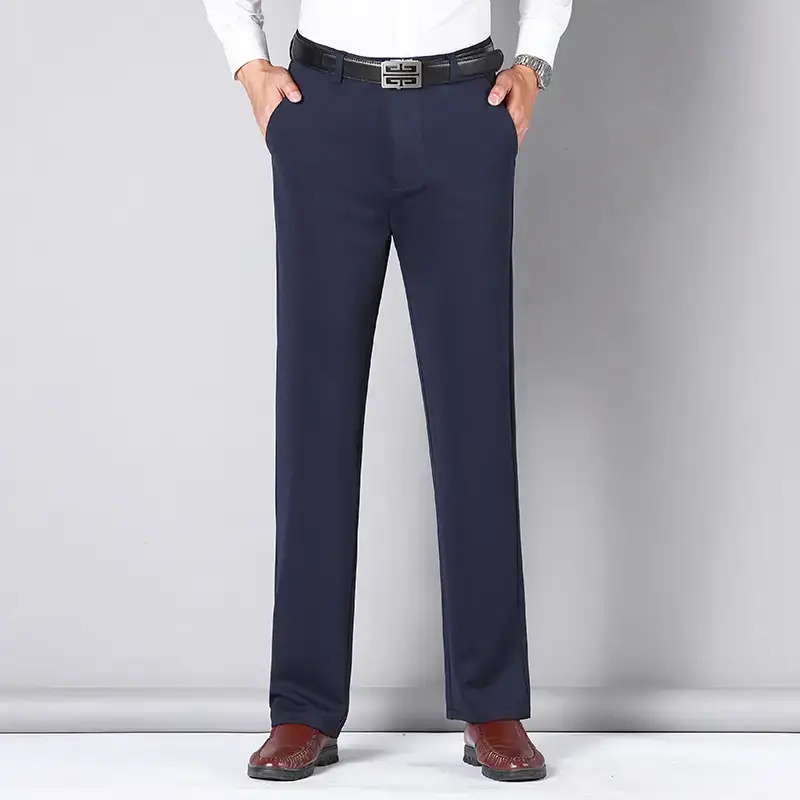 Men's Navy Blue Thin Straight Trousers Business Casual - Image 3