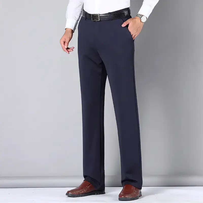 Men's Navy Blue Thin Straight Trousers Business Casual - Image 4