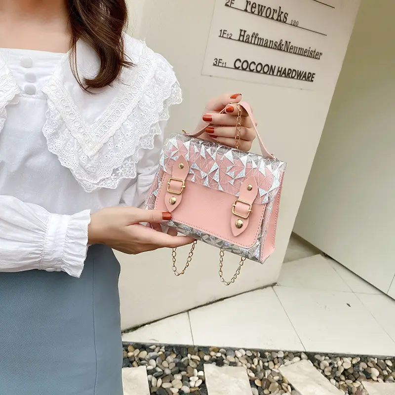 Women's Transparent Black Double Buckle Handbag