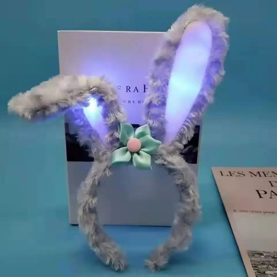 Rabbit Ear Headband with Faux Fur & Pink Pads