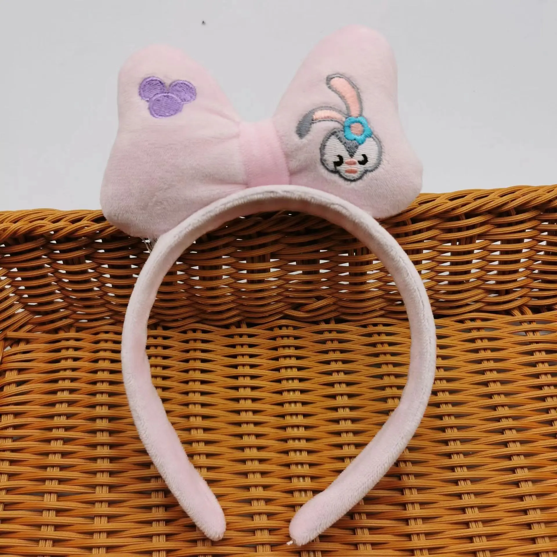Rabbit Ear Headband with Faux Fur & Pink Pads
