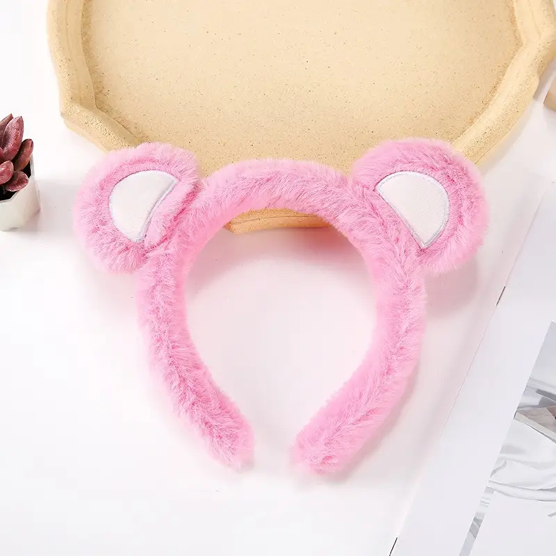 Rabbit Ear Headband with Faux Fur & Pink Pads