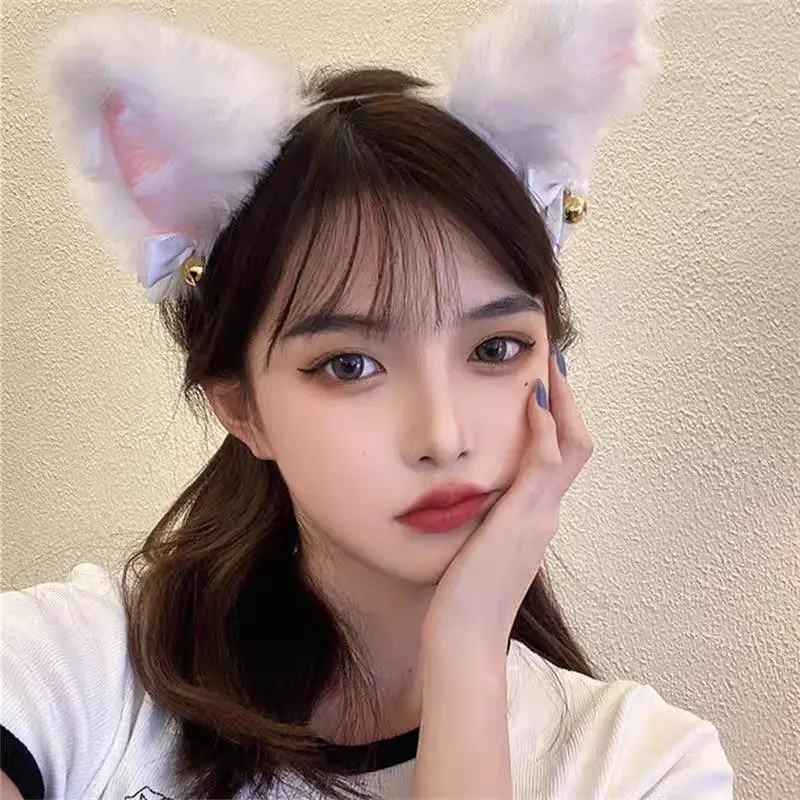 Rabbit Ear Headband with Faux Fur & Pink Pads