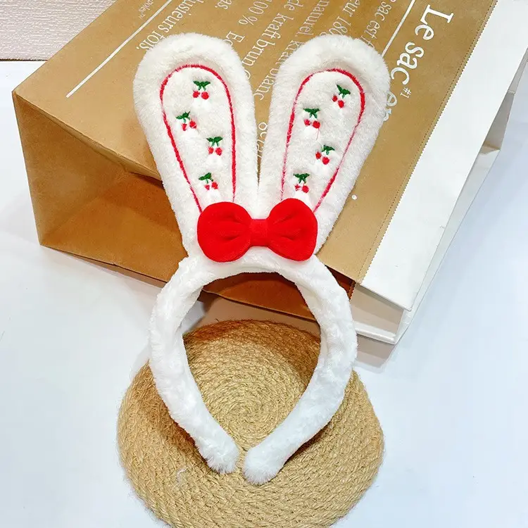 Rabbit Ear Headband with Faux Fur & Pink Pads