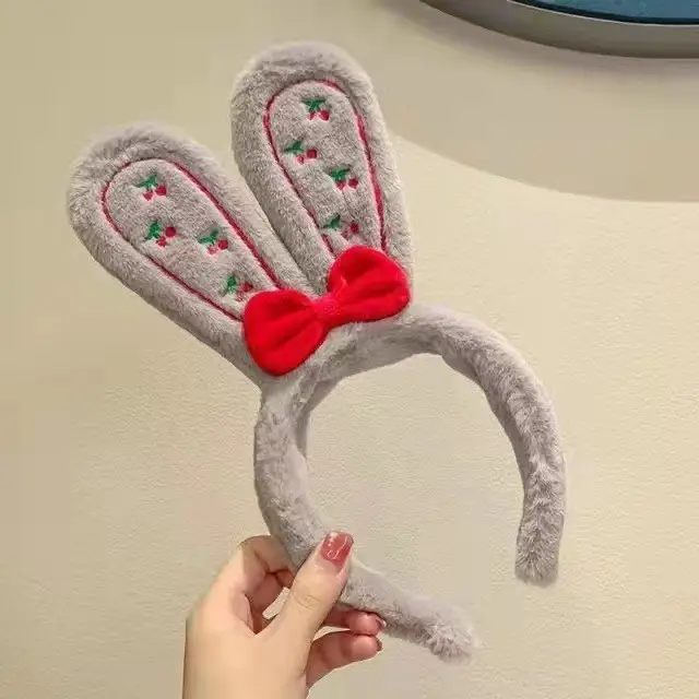 Rabbit Ear Headband with Faux Fur & Pink Pads
