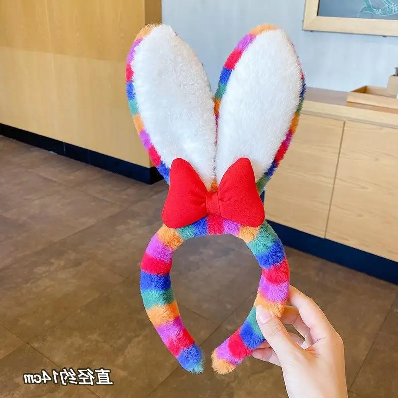 Rabbit Ear Headband with Faux Fur & Pink Pads