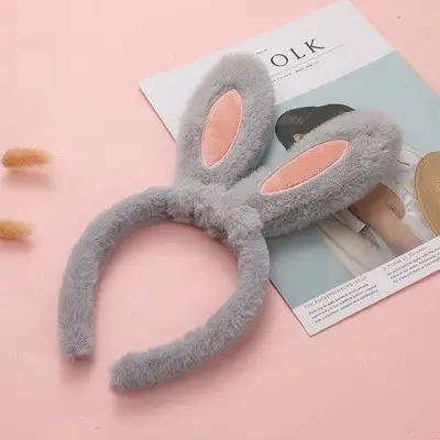 Rabbit Ear Headband with Faux Fur & Pink Pads