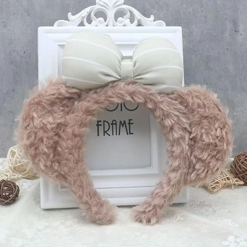 Rabbit Ear Headband with Faux Fur & Pink Pads