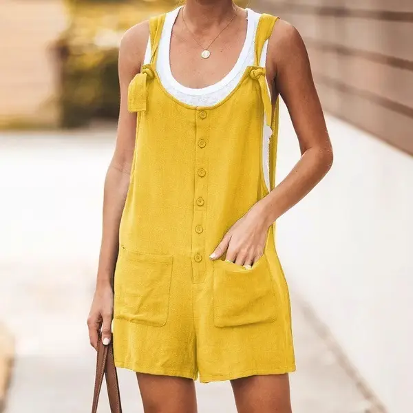 2025 Blue Lace-Up Cotton Shorts Set - Image 10