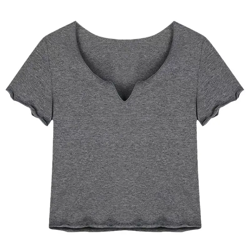 Women Pure Cotton Short T-Shirt Black Summer - Image 7