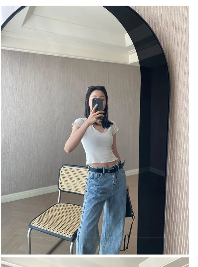 Women Pure Cotton Short T-Shirt Black Summer — feature 33