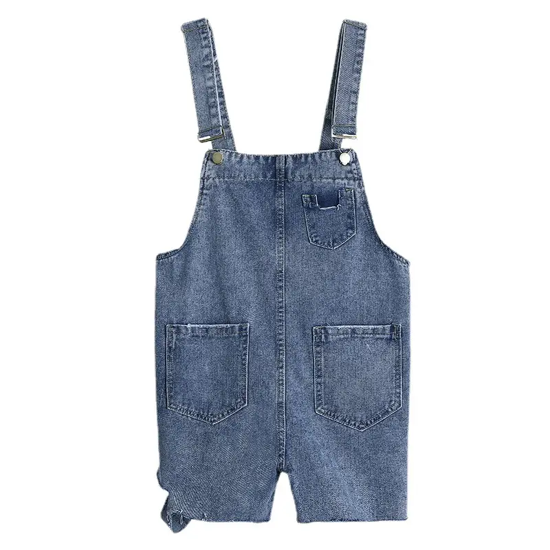 Fat mm Large Denim Overalls Hole Strap Shorts - Image 5