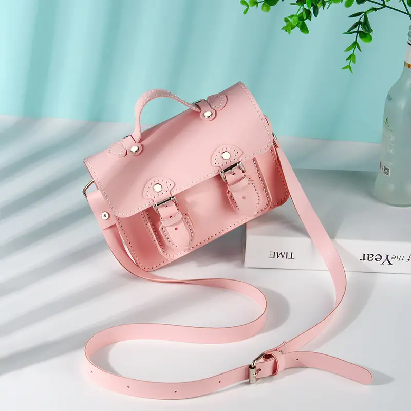 Pink Green Woven Shoulder Bag for Girls College Style