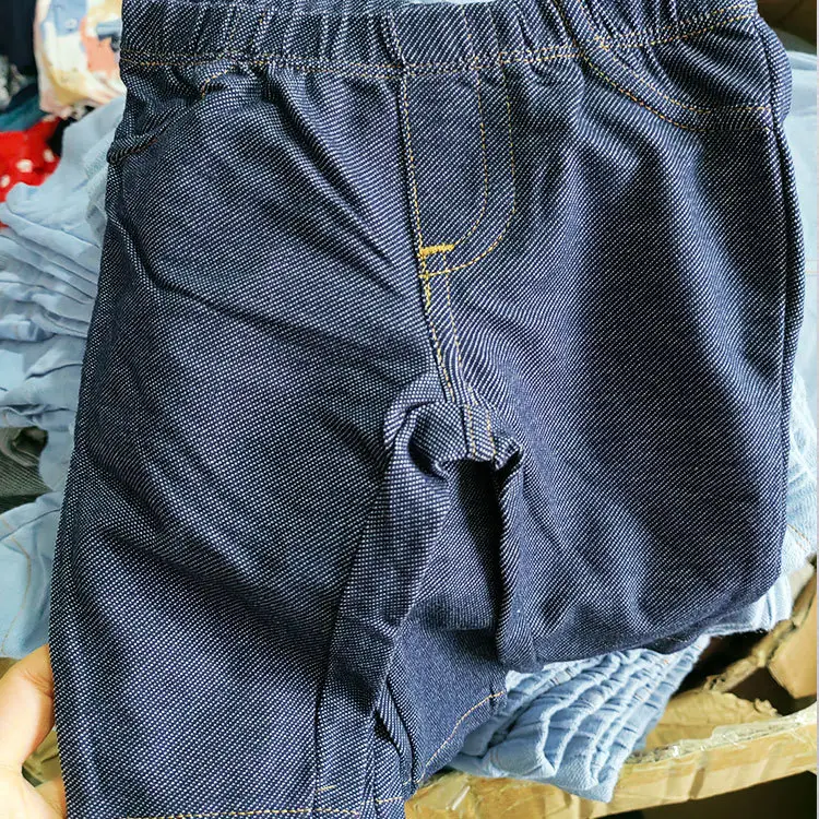 New Kids Blue Cotton Stretch Pants Elastic Waist - Image 2