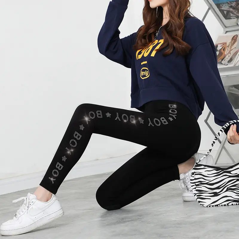 Rhinestone Leggings Women Large Spring Wearable Pants
