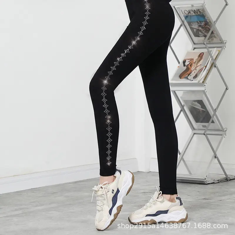 Rhinestone Leggings Women Large Spring Wearable Pants