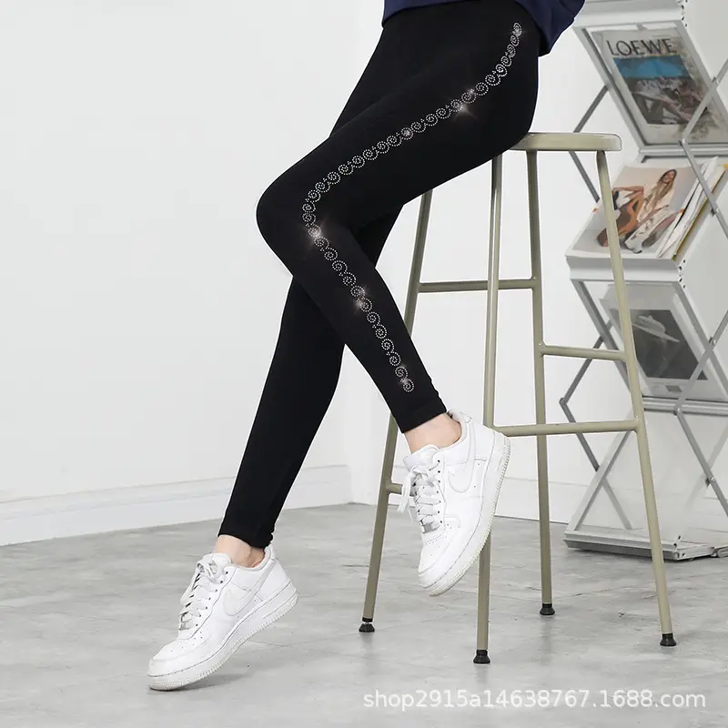 Rhinestone Leggings Women Large Spring Wearable Pants